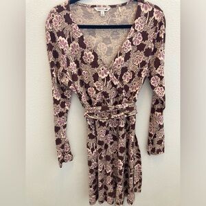 Toad & Co long sleeved wrap dress- fox fan print